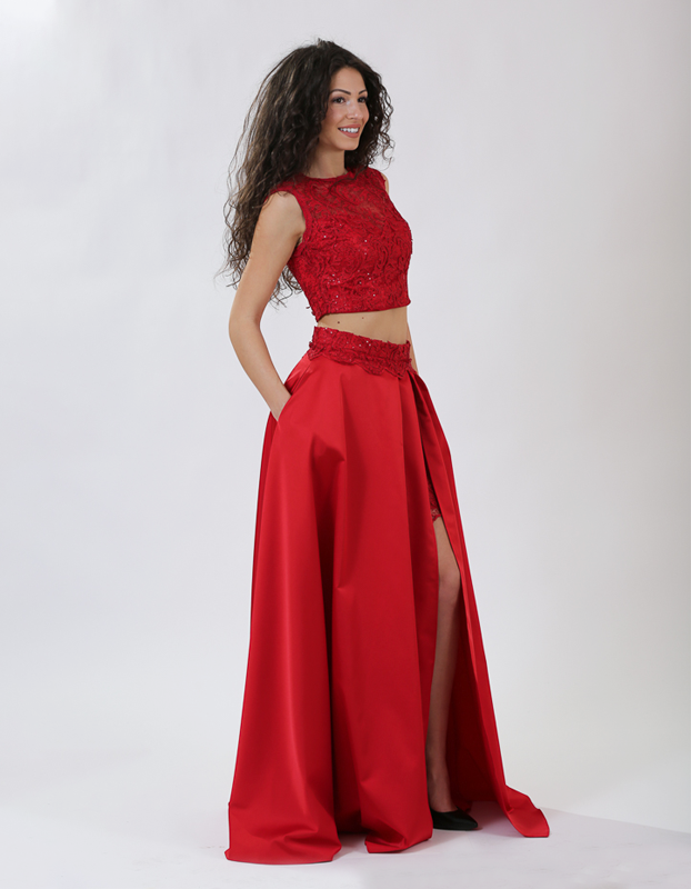 Официална рокля Амелия цвят червен