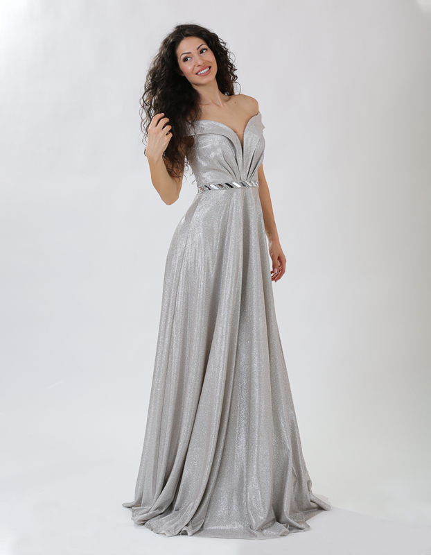 Официална рокля Лидия цвят сребърен