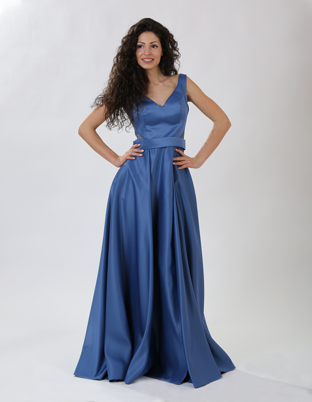 Официална рокля Сабрина цвят опушено синьо