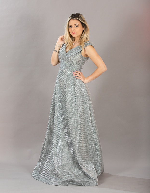 Официална рокля Нора цвят сребърен