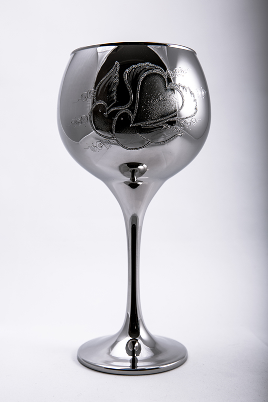 Silver glass with decoration