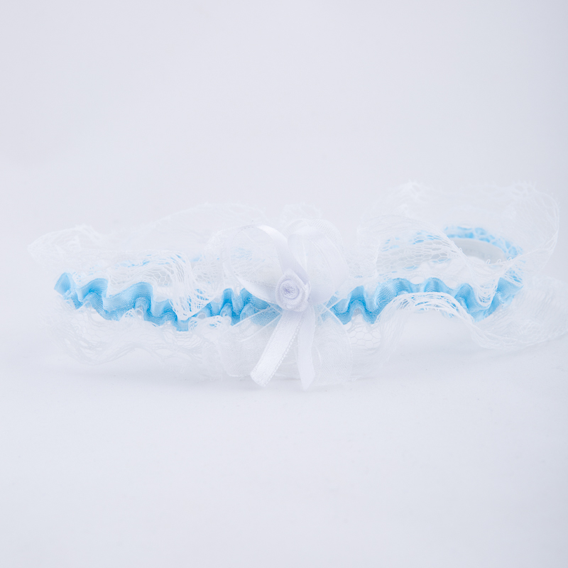 Bridal garter in white and blue