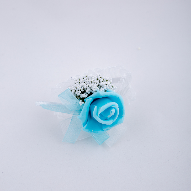 Bracelet with blue rose and ribbons