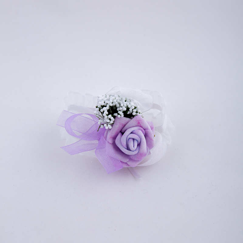 Bracelet with purple rose and ribbons